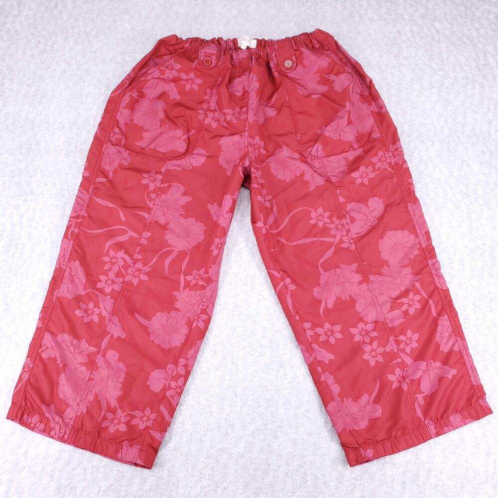 DNY cph Baggy Wide Leg Crop Pants Womens M Red Pink Floral Pullon Boho